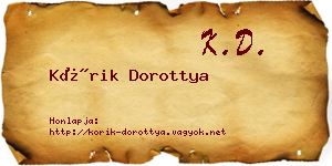 Kórik Dorottya névjegykártya